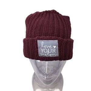 Love Your Melon Cuffed Beanie Hat Knit Cotton OSFA Logo Made in USA Unisex